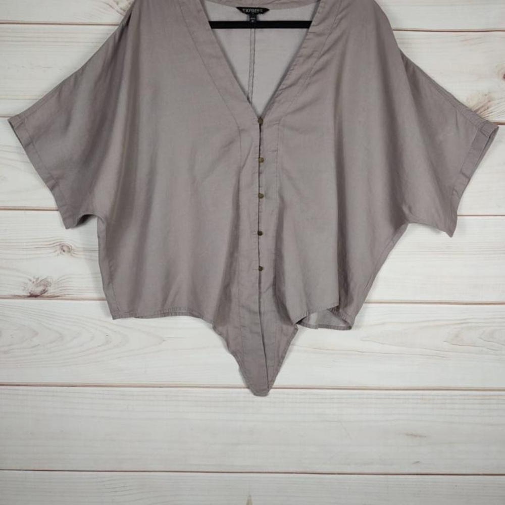 Express L Button Up Tie Bottom Front Shirt Woman … - image 2